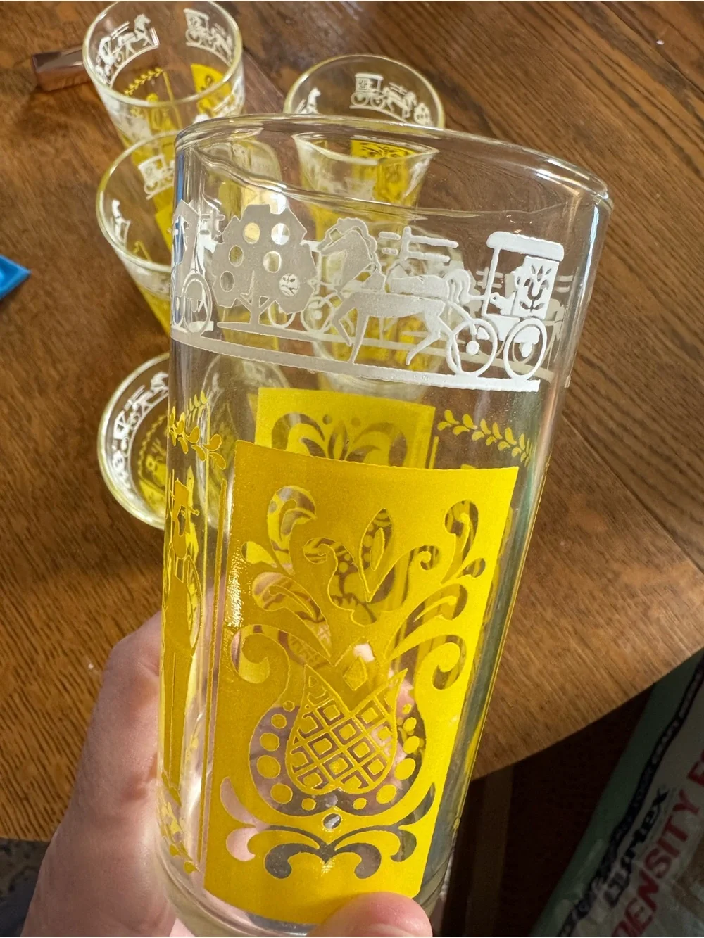 Bright Yellow Butter Print Patterned Glass Tumblers - Set of 6